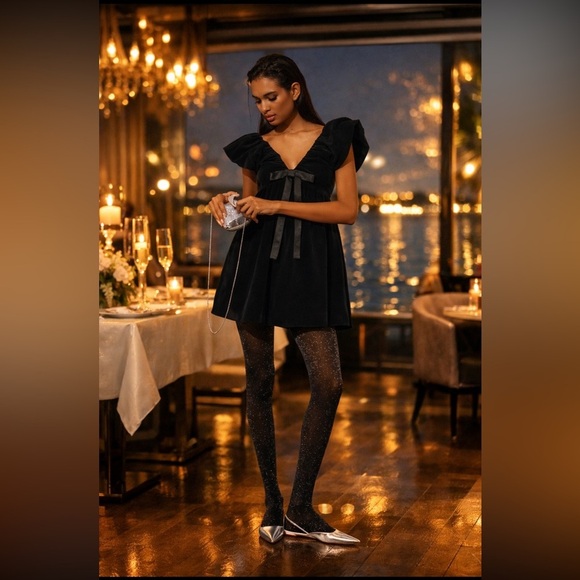 Anthropologie Dresses & Skirts - Anthropologie NWT Endless Rose Velvet Bow
Mini Dress size S.